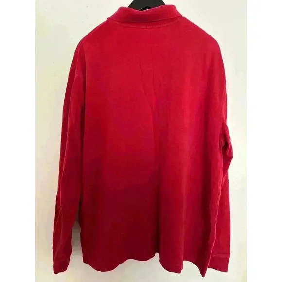 St John's Bay Men's Heritage Sueded Jersey Polo Long Sleeve Red Cotton Size XXL - Picture 2 of 5